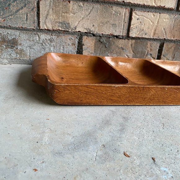 Vintage 3 Section Wooden Organizing Trinket Tray - Picture 5 of 11